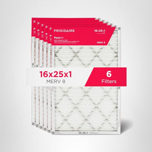Frigidaire PureAir® 16x25x1 MERV 8 Allergen Electrostatic Pleated Air Conditioner HVAC AC Furnace Filters - 6 Pack (exact dimensions 15.81 X 24.81 X 0.81)