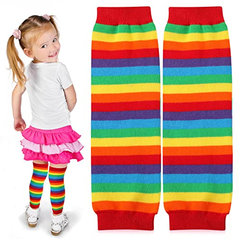 Sintege Beinwärmer für Kinder Baby Gestreifte Beinstulpen für Mädchen 6 Monate bis 5 Jahre (Leuchtende Farbe, Süß Stil)
