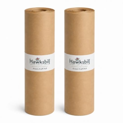 Hawksbill Brun pappersrulle 400 mm x 30 m tvillingpaket kraftpappersrulle – hållbart anskaffad biologiskt nedbrytbar återvinningsbar omslagspapper rulle – perfekt för omslag, hantverk, paket och mer