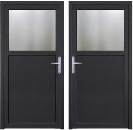 HORI Kellertür Haustür aus Kunststoff Nebeneingangstür Komplettset Hauseingangstür weiß/anthrazit - Farbe: anthrazit (innen weiß) - DIN rechts - Modell: Türgriff - 198 x 98 cm