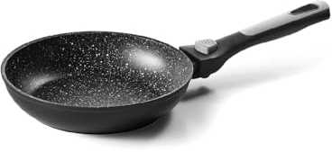 Pradel Excellence - PCUI002001 - Padella Pierra in alluminio forgiato Ø 20 cm - Rivestimento antiaderente effetto pietra - Manico rimovibile - Tutti i piani cottura, induzione e forno