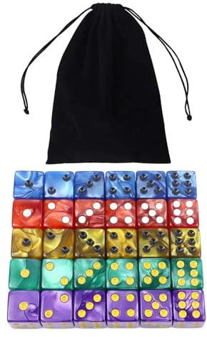 16mm 30PCS DND Würfel Set,DND kniffel Würfel,nicer dice DND Yahtzee Würfel für Poker,Dungeons and Dragons,würfelspiel,würfelbecher,Acryl Würfel mit schwarzem Würfelbeutel（Vergrößerte Menge