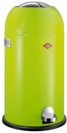 WESCO Kickmaster - Cubo de basura (chapa de acero con recubrimiento en polvo, amortiguador integrado, capacidad de 33 L, gran ranura), color verde lima