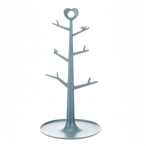 NBBENG Plastic Mug Tree Stand - Coffee and Tea Cup Storage Rack, Countertop Holder for Kitchen Bar Display (Blue)