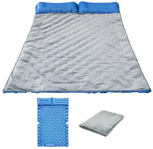 EULANT Matelas Gonflable de Voiture avec Couverture en Velours, Ultraléger Matela 2in1 avec Pompe à Pied pour Coffre de Voiture, Chaud pour 2 Personnes, pour SUV MPV, pour Dormir dans