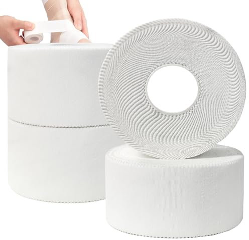 ANAMPION 4 X Cinta Deportiva Blanca,Cinta Adhesiva Deportiva 3,8 Cm X 10 M,Cinta Autoadhesiva Con Fuerza Adhesiva Extra Fuerte, Cinta Deportiva Rasgable IneláStica Balonmano FúTbol Voleibol Escalada