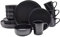 HOMD 16-Pieces Stoneware Dinnerware Set, Dinner Set, Kitchen Dinnerware Ceramic Crockery Set, Dinner Service Set for 4, Include Dinner Plate, Dessert Plate, Cereal Bowl and Mug (Black)