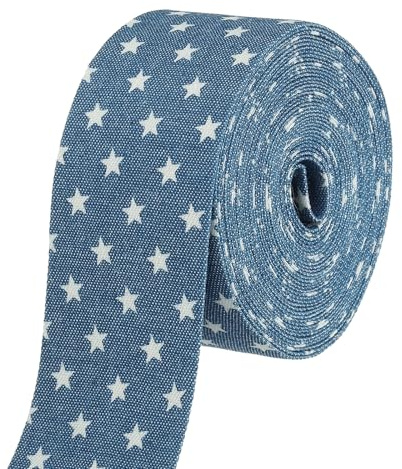 PATIKIL Total 5.5 Yardas 3/2 Cinta De Mezclilla Tela De Capas Azul Claro | De Jean, Para Manualidades Estrella Rayada, Para Hacer Moños, DIY Clip De Pelo, Costura De Prendas, Decoraciones