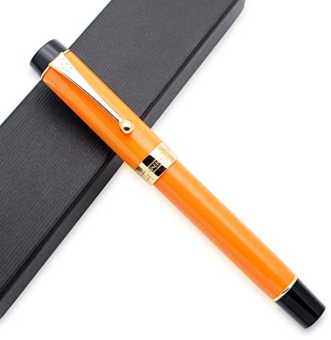 JINHAO Century Tofu 100 18KGP Füllfederhalter aus vergoldetem Harz (Orange, Mittlere Feder)