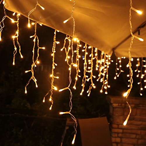 interGo Lichterkette Eisregen Außen, 15m 600er LED Lichtervorhang LED mit Timer, IP44 wasserdicht 8 Modi für Innen Außen Weihnachten, Schlafzimmer, Party, Hochzeit, Balkon, Garten Deko