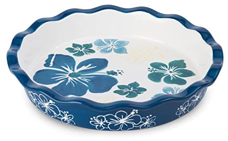 Sagoskat Pie Pan Ceramic Pie Plate, 9 inch Deep Dish Pie Pans, Nonstick Pie Pans for Baking, Blue and White Floral Pie Dish For Kitchen