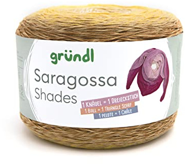 Bobbel Farbverlaufsgarn 1000m Gründl Saragossa Shades 1 Knäuel = 1 Dreieckstuch mit Anleitung (deutsch) in der Bandarole (12) Maisgelb-Ombré