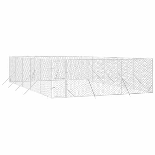 vidaXL Chenil d'extérieur pour Chiens argenté 6x10x2 m Acier galvanisé, chenil pour Chiens, Cage pour Chiens, Cage pour Animaux de Compagnie, Niche