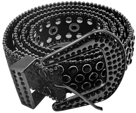 Hsthe Sea Ceinture en Strass pour Femmes ou Hommes, Punk, Rivets de Mode, Ceinture en Cuir Scintillante, Ceinture élégante pour Jeans, Pantalons, Vestes