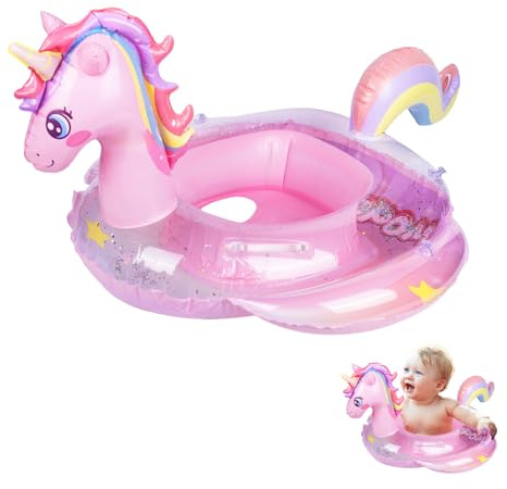 Baby Swimming Float, Inflatable Baby Pool Float with Seat for 6-36 Months, Unicorn Inflatable Baby Swimming Ring Pool Float for Infant Toddler Kids 1-3 Years Training Summer Baby Bath Float