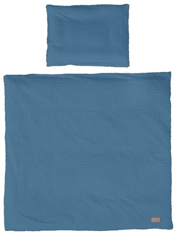 roba Babysängkläder Seashells Indigo 80 x 80 cm – 2-delat sängklädesset för spädbarn – ekologisk bomull – GOTS och Oeko-Tex 100 certifierad – blå