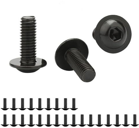 0XBIT Boulon M6, 25 Pièces Vis M6, Noir Vis Inox, Boulons à Tête Hexagonale M6 x 16 mm, Traitement Exquis, Vis Tete Bombee pour Équipement Industriel et Mécanique