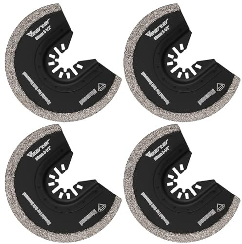 Vearter Hojas de sierra oscilantes de diamante, 4 unidades, cuchillas multiherramienta universales de 3-1/2 pulgadas para eliminación de lechada de grano, kit de herramientas de liberación rápida para