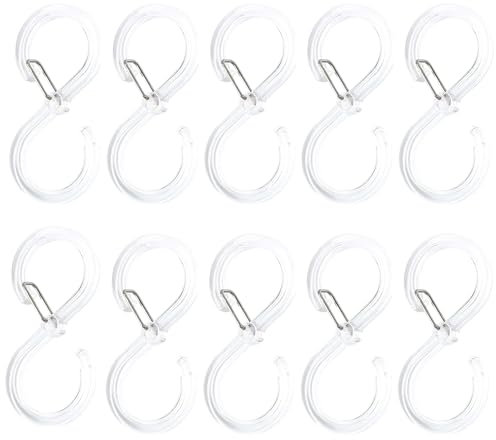 FeiFanChoice 10 Pack S Hooks for Hanging with Safety Buckles, Hanging Hooks for Heavy Duty, Suitable Kitchen, Bathroom, Bedroom