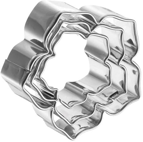 sourcing map 3pcs Morning Glory Cookie Cutter Set Assorted Sizes Stainless Steel Veining Flower Sugar Paste Petal Cutters Mould for Pastry Fondant Cake Cookie