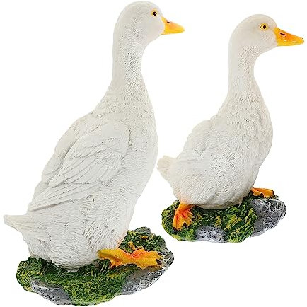 Parliky 2pcs Enten -Figur Harz Entenmodell Harz Duck Ornament Garten Kleine Enten -Enten -Statue -Dekoration