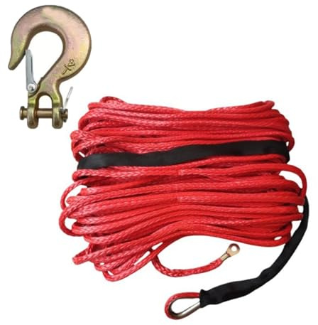 Cavo di traino for impieghi gravosi da 6 mm x 30 m, 13500 libbre, cavo di recupero sintetico for verricello con guaina protettiva nera Accessori per verricelli(Red)