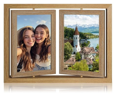 Valyrane Cornice Foto 10x15, Portafoto Rotante Doppia Faccia, Porta foto Multipla Girevole 360°, Cornici Foto Foto Personalizzata Regalo per Festa della Mamma Matrimonio Amici Donna Disegni Bambini