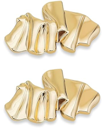 fKiZanthene Gold Brooch Pin Set with Irregular Textured Alloy Design, Two Piece Women’s Brooches & Pins for Craft Repair And Decorative Use