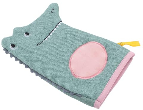 OSALADI Moufles Exfoliant de Bain pour Garçon et Filles 1 Pièce, Éponge de Bain Bébé en Tissu Double Face, Motif Animal Vert, Doux et Absorbant pour Toilette, Adapté Tout-petit