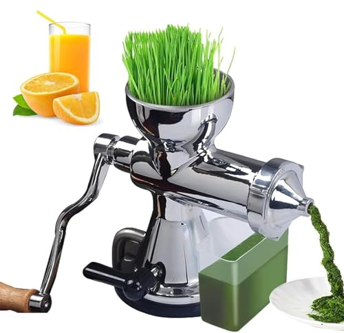 Spremiagrumi manuale per erba di grano in acciaio inox, spremiagrumi manuale per erba di grano con base a ventosa e morsetto da tavolo, estrattore a freddo per spinaci, cavolo riccio, mele, melograni