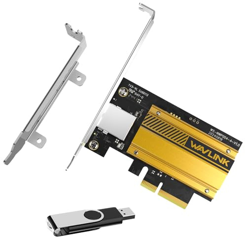 WAVLINK 10G PCIe Network Adapter, 10Gb PCIe Network Card with RTL8127AT Controller, PCIe x4/x8/x16 Ethernet Card for Windows 11/10 & Linux PC, Low Profile Bracket Included