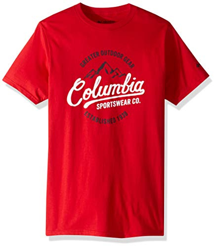 Columbia Men's Graphic T-Shirt, Mountain Red/Volt, Large