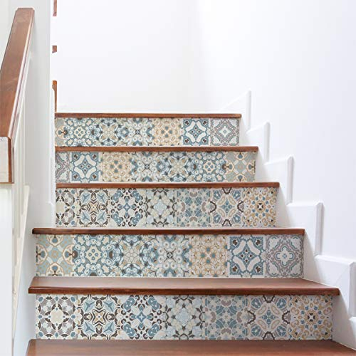 Pegatinas Adhesivas para Escaleras de Baldosas y Cemento - Contramarcas para Azulejos - 15 x 105 cm - 6 Tiras
