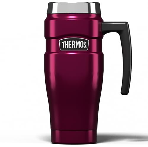 Thermos Stainless King Raspberry Travel Mug (470ml), Reusable Insulated Stainless Steel Coffee Cup for Hot or Cold Drinks, Vacuum Sealed Water Flask with a Leak-Proof Lid, 7hr Hot/18hr