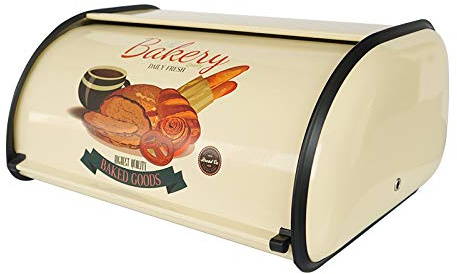 SOTECH Bread Box Kitchen Metal Container for Storage Bin Countertop Keeper Rustic Holder Vintage airtight Counter with Roll Top Farmhouse Bread Boxes