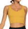 Lemedy Damen Sport-Bustier, langes, bauchfreies Tank-Top, gepolstert, Workout, Laufen, Yoga - Gelb - Medium