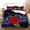 NEWAT 3D Microfaser 2/3 Teilig Bettwäsche Set Rote Rose Romantisch Blumen Druck Bettbezug mit Kissenbezüge (A8,200 x 200 cm)