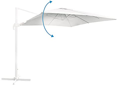 LOLAhome Parasol de jardín rotatorio Tiber excéntrico Blanco de Aluminio de 300x300 cm
