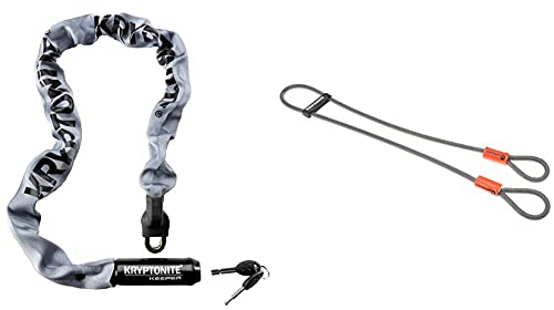 Kryptonite Keeper 785 Sicherheitsschloss mit Kette, Grau & Schlaufenkabel Krypto Flex 76 cm, ⌀5mm