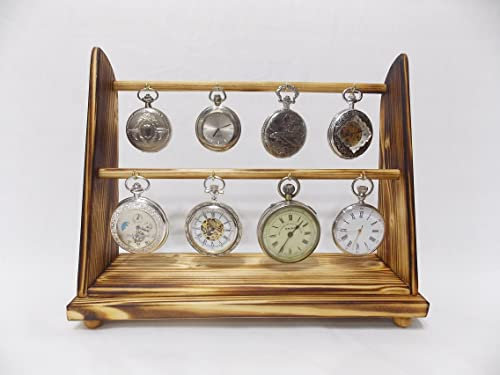 Inkwellinserts Holds 8 Pocket Watches Pocket Watch Stand, Rack, Holder, Desk top Display, fob Watch,Handcrafted Wood