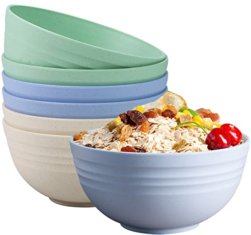 Orrdiffi 6 Cuencos Plástico de 750 ml,Tazones Desayuno,bol cereales,Vajilla Camping, para Pasta, Irrompibles,Apto par Lavavajillas y Microondas,Vajilla Plastico duro Reutilizables
