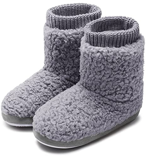 MIXIN Slipper Boots for Women Cozy Memory Foam House Slippers Shoes Grey Size UK 5 6