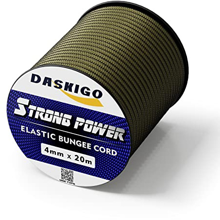 Corda elastica Bungee Shock, spessore di 4 mm, lunghezza di 20 m, colore: verde militare