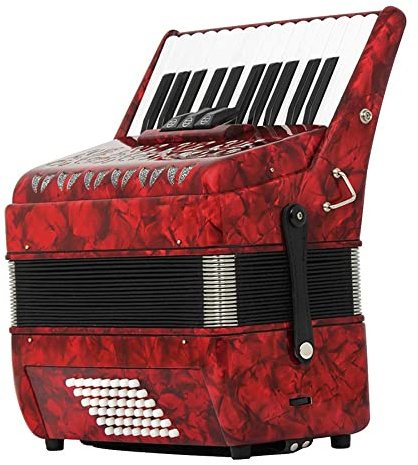 Acordeón De Piano Profesional De 26 Teclas Y 48 Bajos, Con Correa Retráctil Y Bolsa De Almacenamiento, For Amantes De Los Instrumentos Musicales, Puesta En Escena (Color : Red)