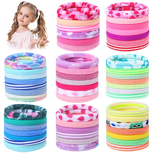 Nenjindz Dicke Baumwolle Haargummis Frauen weich Premium dehnbar Pferdeschwanz Halter, nahtlose Haarbänder starke Strecke elastische Haar Bobbles für dicke & lockiges Haar (Multi-color-54 Stücke)