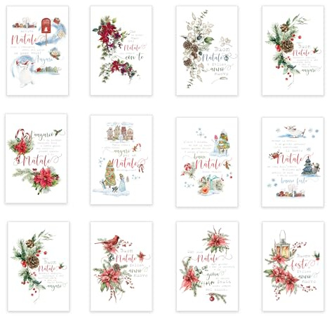 LINA OFFICINE GRAFICHE CREATIVE set biglietti auguri natale da 12 biglietti per natale con la busta porta biglietto 34-999