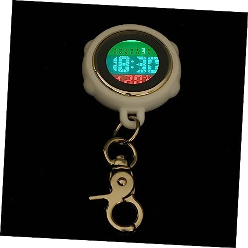 TENDYCOCO Kids Digital Watch Watch Pocket for Women Pocket ES for Men Lapel Pin Clip on Lanyard Keychain Student White Silica Gel Small Clip-on