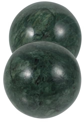 SEWOART Boules de Massage Réutilisables et Portables en Jade Vert 2 Pièces Design Poli Décoratif pour Exercice des Mains Décoration Intérieure et Présent