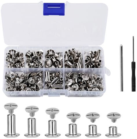 Lot de 110 vis à tête cruciforme en métal pour laisse de chien, 4 mm, Chicago, avec tournevis, pour cuir, livres de bricolage, scrapbooking