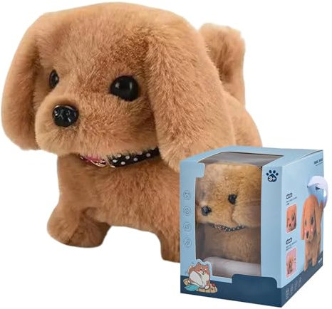 JIEBWCHA Realistischer Elektronisches Haustier Hunde - Simulations Elektronisches Gehender Roboter Interaktives Welpe, Laufender und Bellender Plüschwelpe Spielzeughund, Welpenspielzeug Haustier